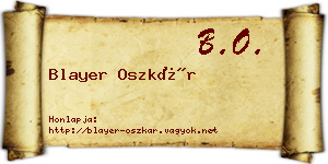 Blayer Oszkár névjegykártya